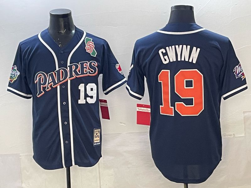 Men 2025 San Diego Padres #19 Gwynn Blue Game Throwback Nike MLB Jersey style 071->chicago cubs->MLB Jersey